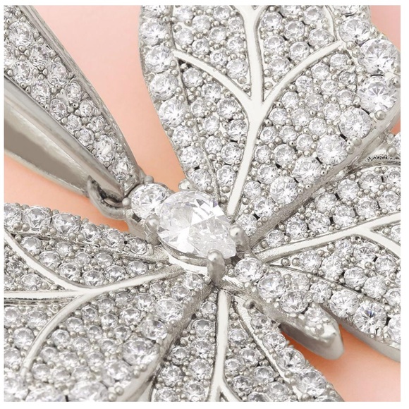 CZ Iced Butterfly Pendant w Gold Silver Iced Chain - Picture 5 of 10